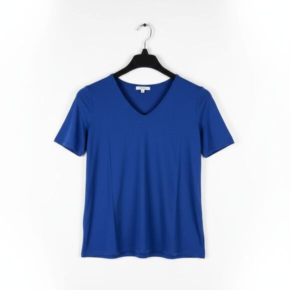 Universal Standard Rayon Jersey Elbow Sleeve V-Neck Top Mazarine Blue 4XS (0-00) - Picture 1 of 12